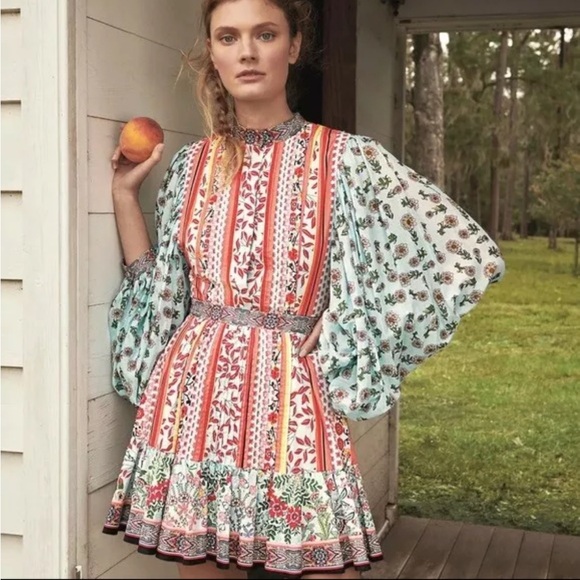 Alice + Olivia Raya Paloma Floral Puff Sleeve Dress - Picture 8 of 14